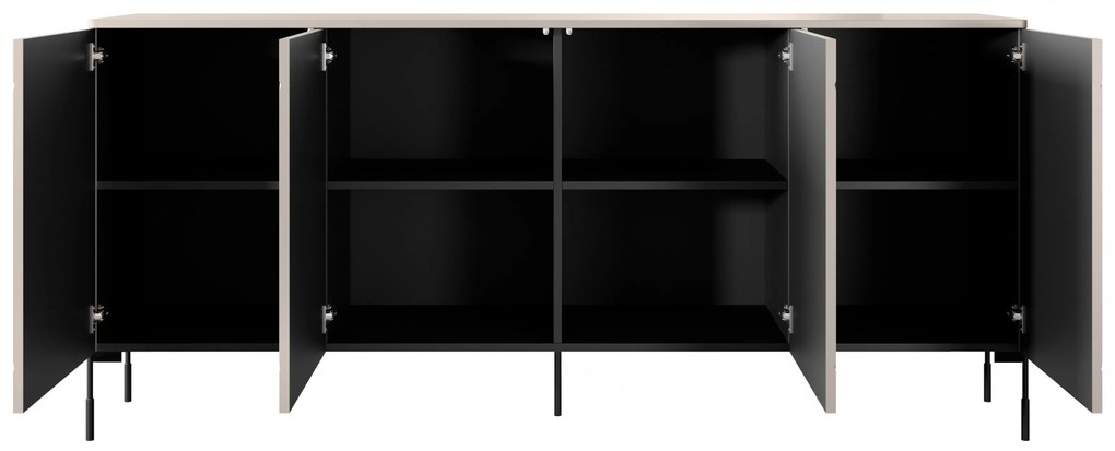 Komoda Sonatia 200 cm czterodrzwiowa - kaszmir / nogi czarne