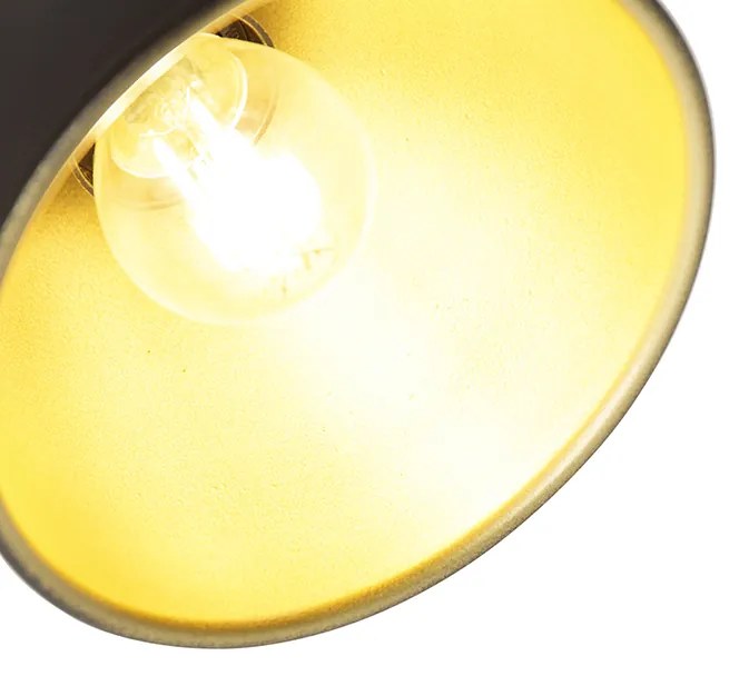 Industrialna lampa ścienna czarna ze złotym, regulowanym elementem - LikoPrzemysłowy Oswietlenie wewnetrzne