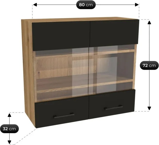 Zestaw Mebli Kuchennych MODERN 260 cm Dąb Evoke/Czarny Loftowy