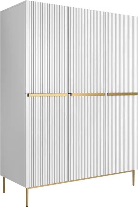 Szafa Nicole 150 cm z półkami - biały mat / złote nóżki