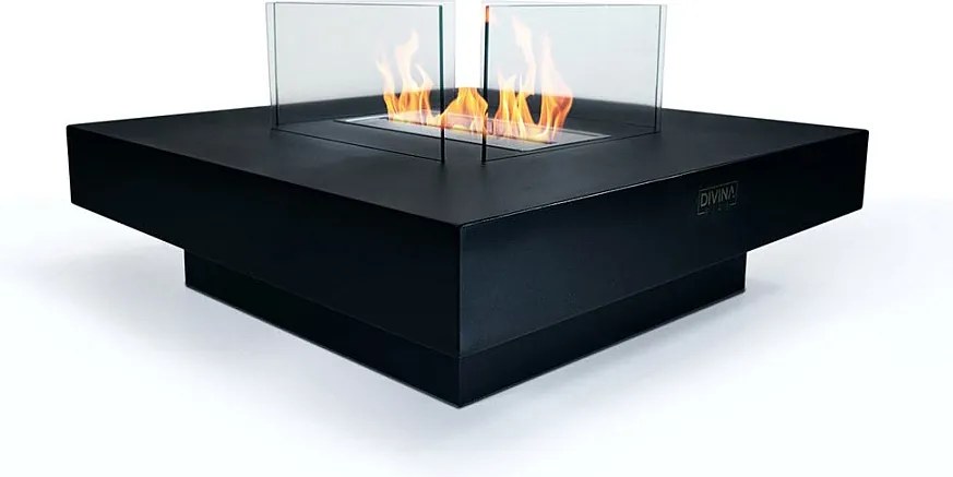 Kominek bioetanolowy Panarea Black 70x70x35 do użytku wewnątrz i na zewnątrz, stojący