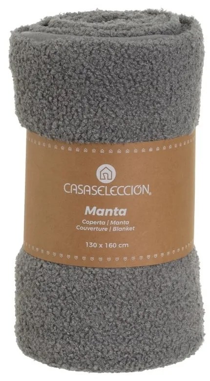 Szary koc z materiału sherpa 130x160 cm Sherpa Bouclé – Casa Selección