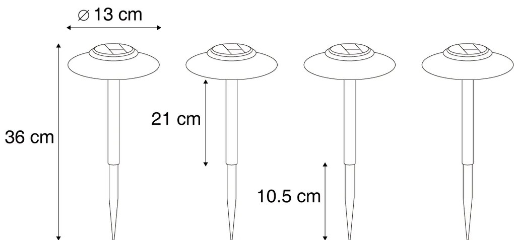 Zewnetrzna Zestaw 4 zielonych reflektorów szpilkowych z LED IP44 solarnych - Mushroom Nowoczesny Oswietlenie zewnetrzne