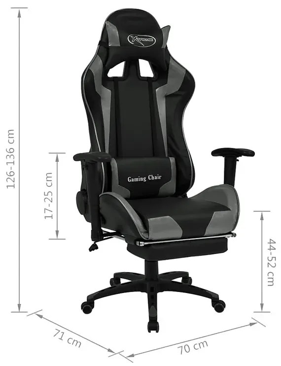 Czarno-szary obrotowy fotel gamingowy - Gilvo