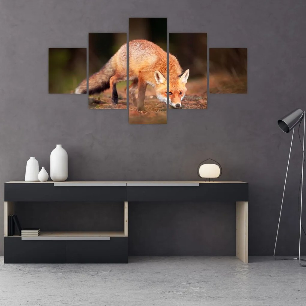 Obraz - Lis w lesie (125x70 cm)