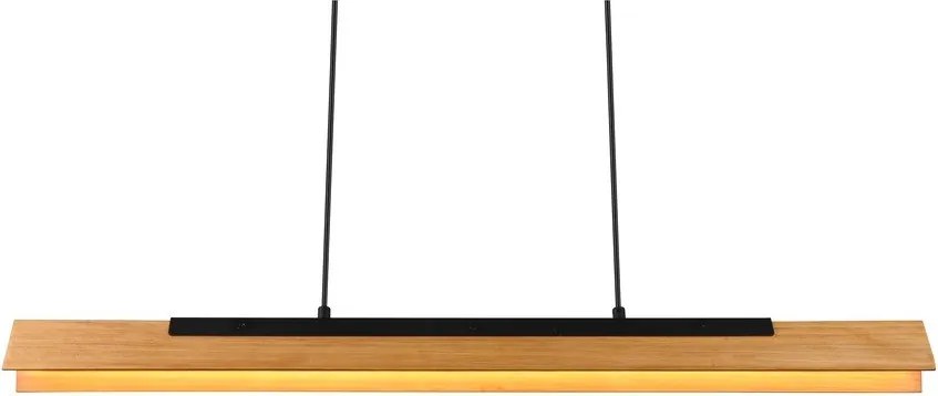 Lampa wisząca LED w kolorze matowej czerni z drewnianym kloszem Kerala – Trio