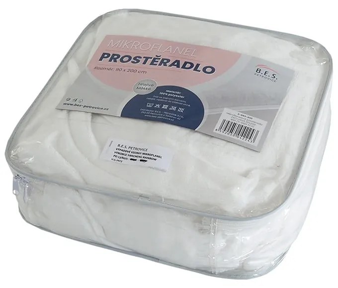 Białe prześcieradło z mikfroflaneli 90x200 cm Exclusive – B.E.S.