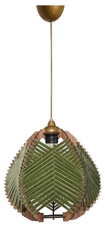 Ciemnozielono-naturalna lampa wisząca z tekstylnym kloszem ø 25 cm – Opviq lights