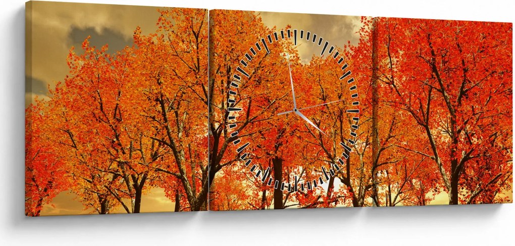 Obraz - Jesień (z zegarem) (90x30 cm)