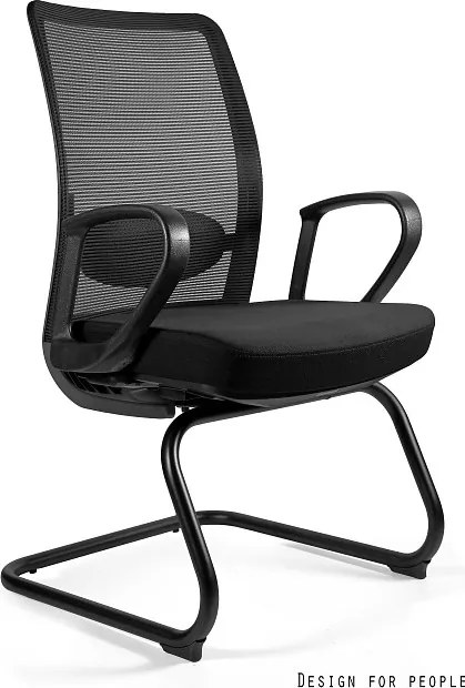 Krzesło biurowe z podłokietnikami na płozach Anggun Skid BL418 Black