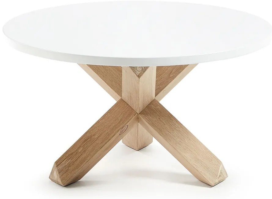 Biały/w naturalnym kolorze okrągły stolik z białym blatem ø 65 cm Lotus – Kave Home