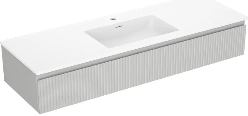 Mexen Rivel szafka łazienkowa 140 cm z umywalką Otis, 1 szuflada, ryflowana , szara mat/biała mat - 91A20-14023-1-BF62-W18M01