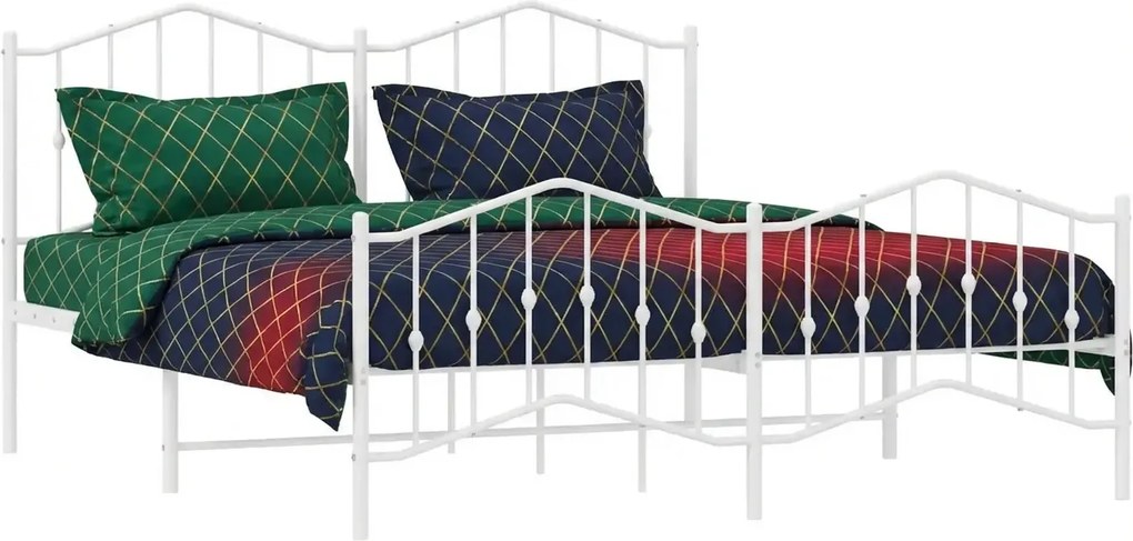 Białe metalowe łózko małżeńskie w stylu loft 160x200 cm A5-T68