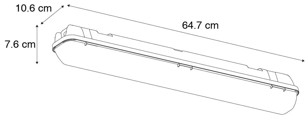 Oświetlenie TL szare z LED 15W 2250 lm 4000K IP65 - Base