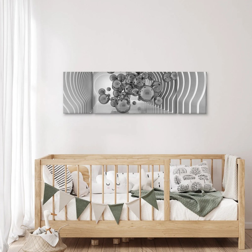Obraz - Czarno-białe bąbelki (170x50 cm)