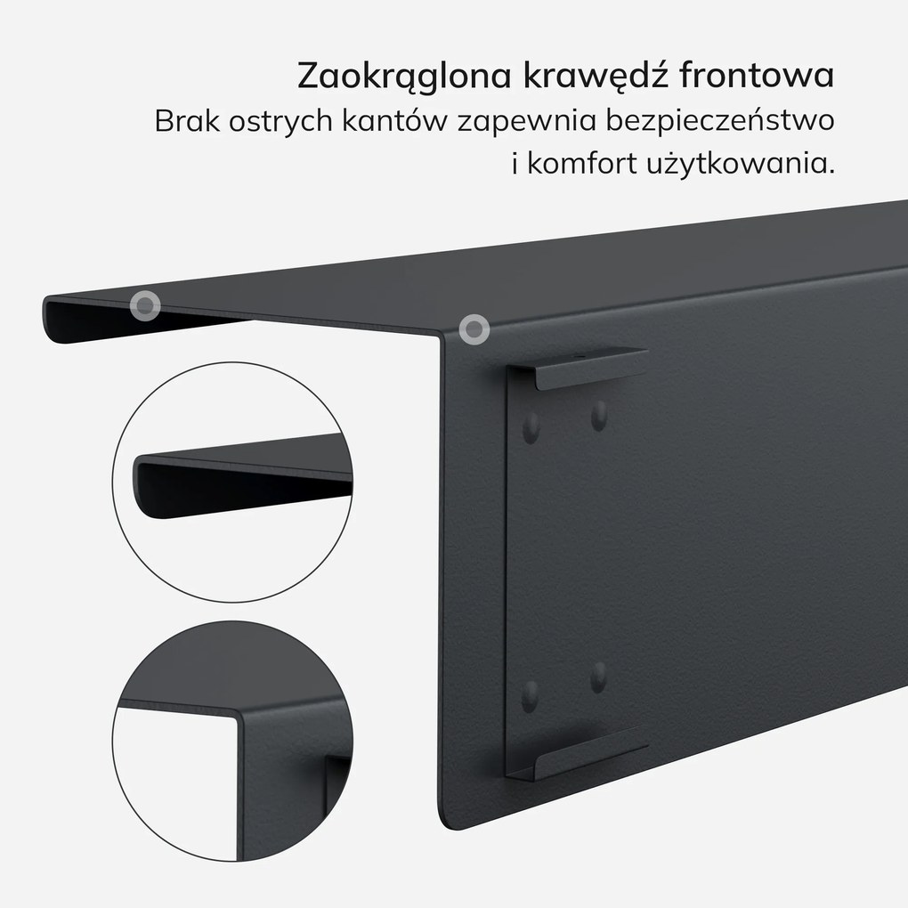 Półka wisząca JOANNE 400 mm, antracytowa