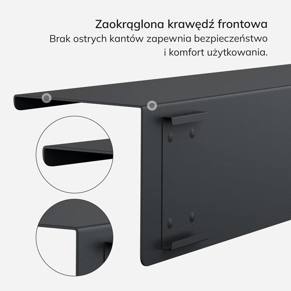 Półka wisząca metalowa antracytowa, 400 mm: JOANNE