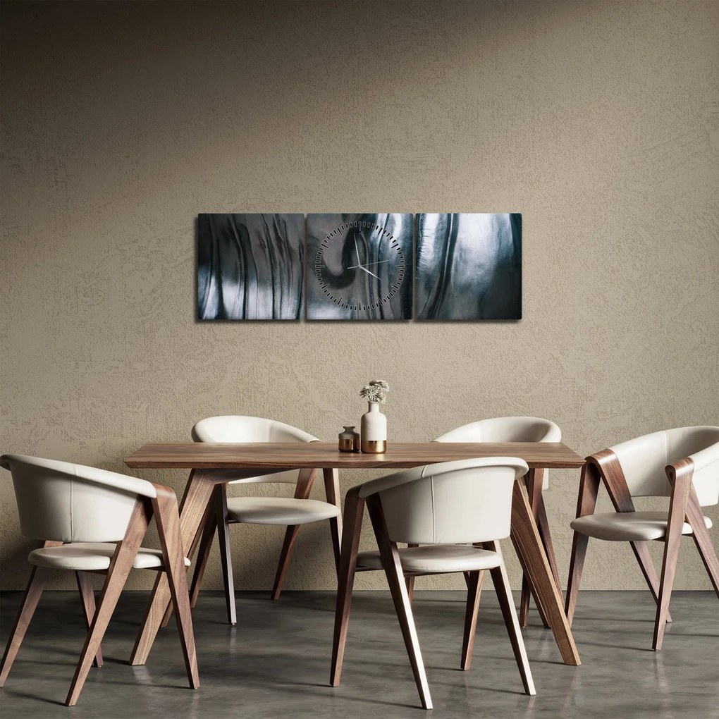 Obraz - Twarz ze stali (z zegarem) (90x30 cm)