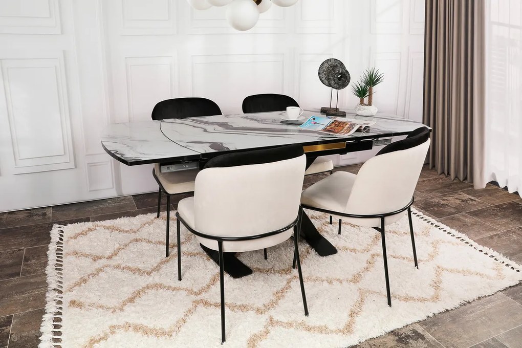 Zestaw krzeseł do jadalni Dore Black and Cream, 2szt., 2 szt.