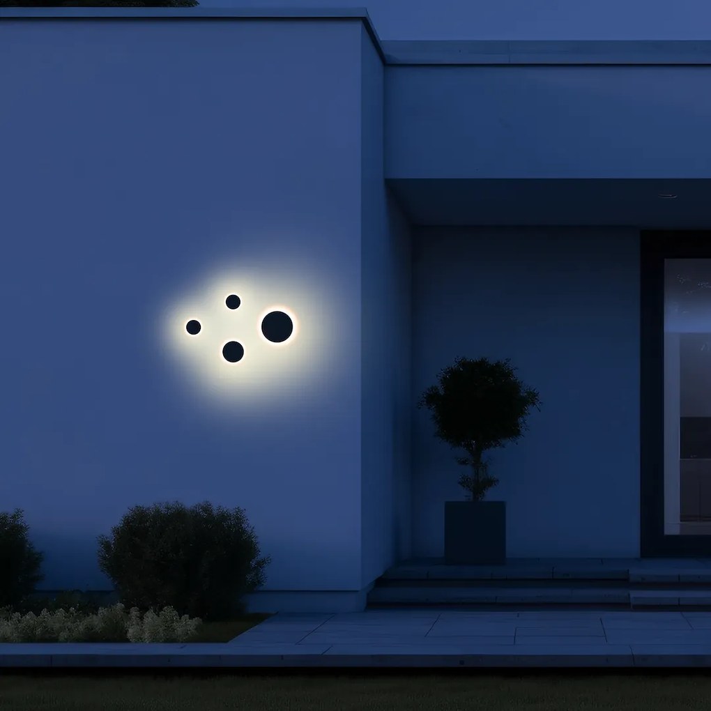 Kinkiet Wewnętrzny i Zewnętrzny 22 cm Disk 15W 3CCT IP65 Czarny