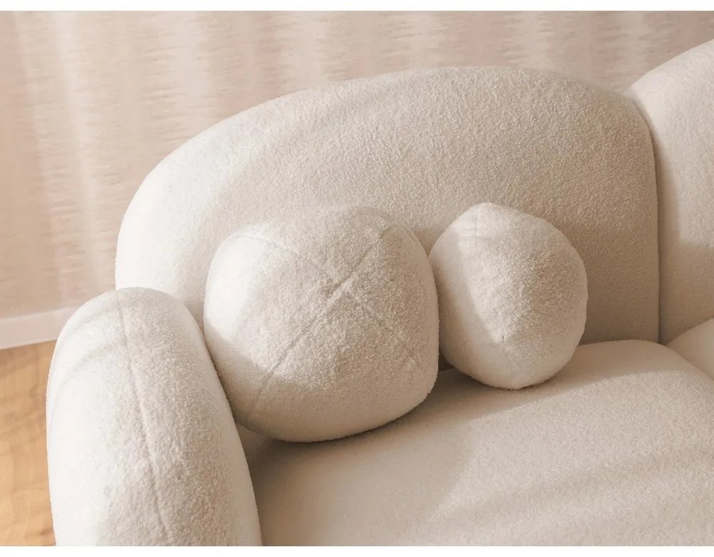 Jasnobrązowy narożnik z materiału bouclé (lewostronny/z szezlongiem) Orbit – Ropez