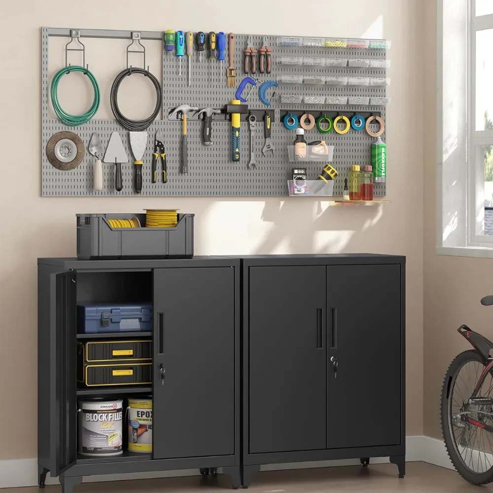 Wielofunkcyjna metalowa szafka RAVEN, 40x80x90 cm, czarna SongmicsHome