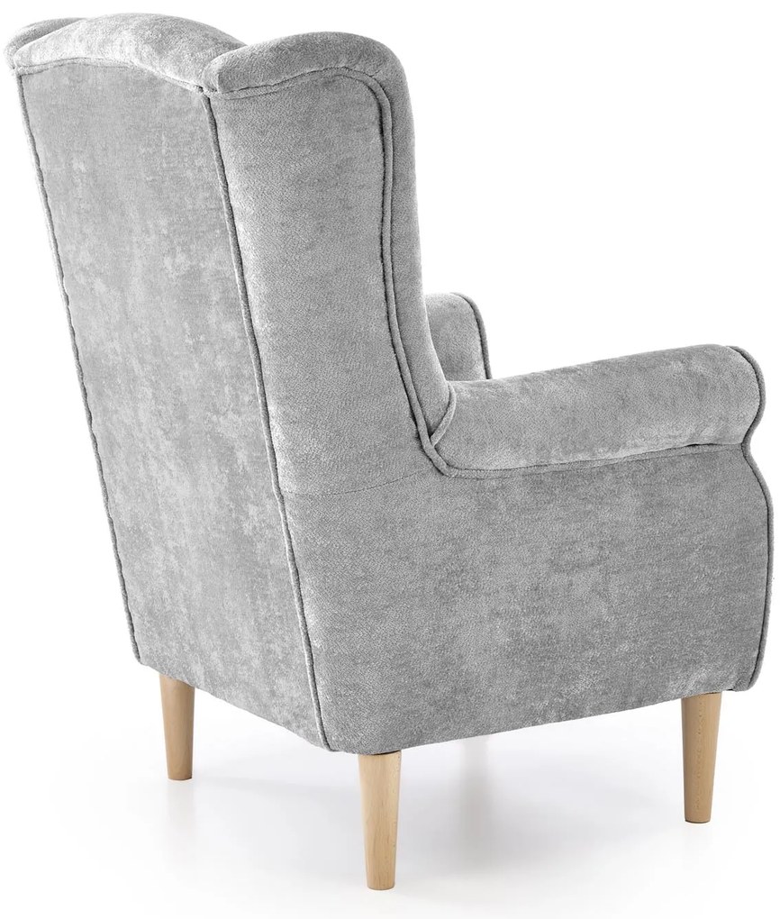 Fotel wypoczynkowy klasyczny uszak HERMES popielaty tkanina MARKOS 14-#22