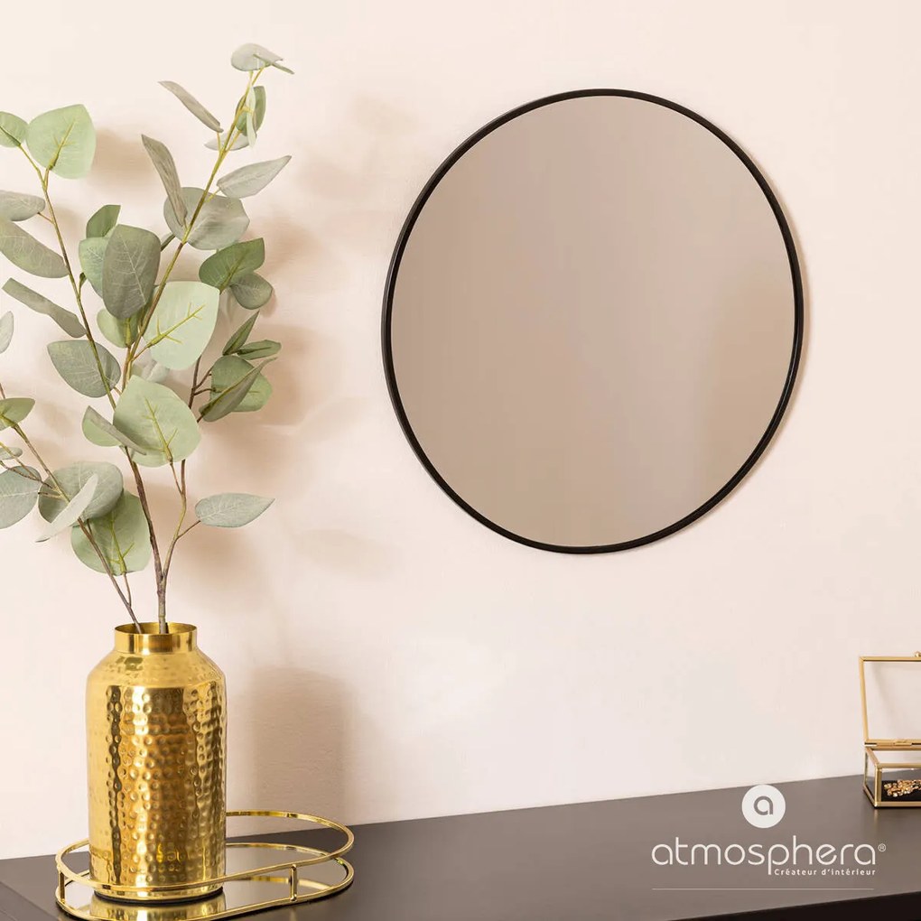 Okrągłe lustro w metalowej ramie, Ø 38 cm