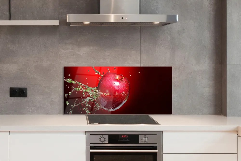 Szkło do Kuchni na Ścianę Jabłko w Porannej Rosie