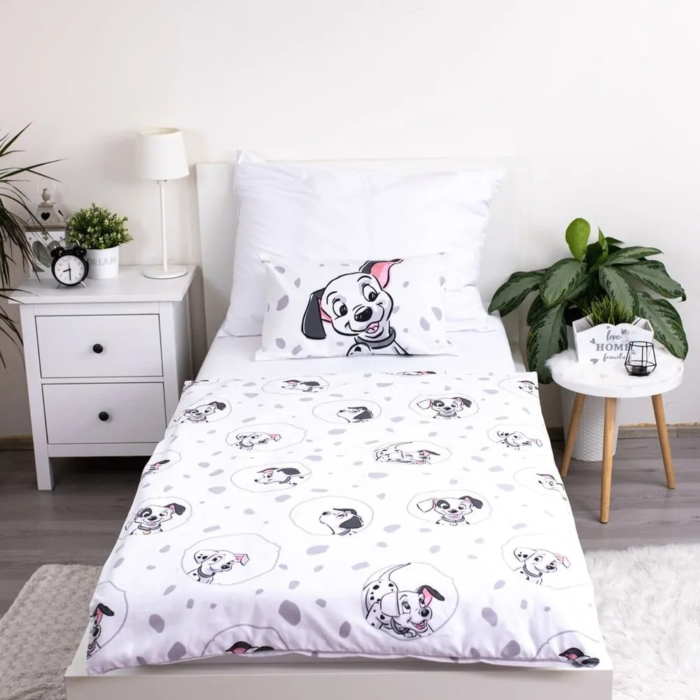 Biała bawełniana pościel dziecięca do łóżeczka 100x135 cm 101 Dalmatians – Jerry Fabrics