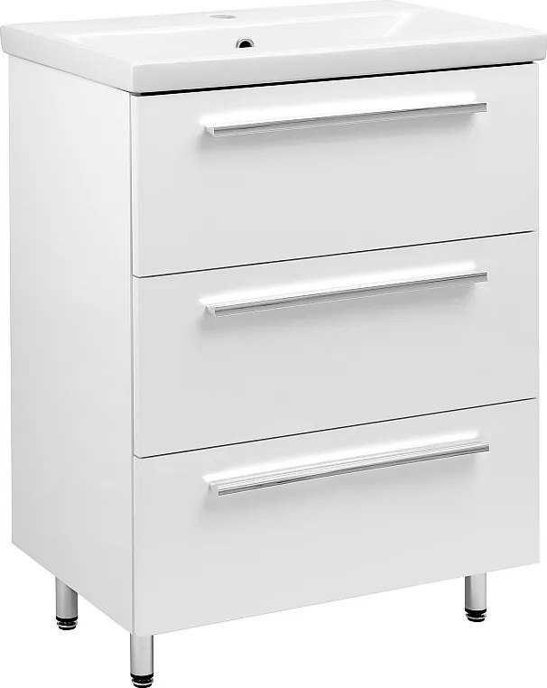 Biały Zestaw do Łazienki Stojący 60cm Szafka z Umywalką Bryza