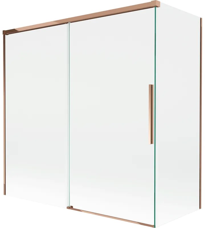 Mexen Rox parawan nawannowy 2-skrzydłowy rozsuwany 160 + 70 x 150 cm, transparent, różowe złoto - 8C9-160-070-60-00