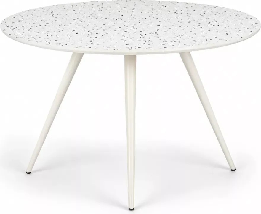 Okrągły biały stół lastryko Blanco 120 cm na stalowych białych nogach do kuchni