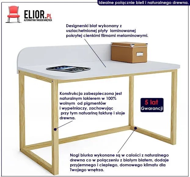 Białe skandynawskie biurko - Kizo X6