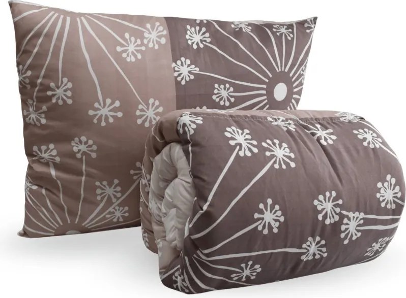Zestaw całorocznej kołdry 140x200 cm z włókna pustego z poduszką 70x90 cm POLARIA, brązowa