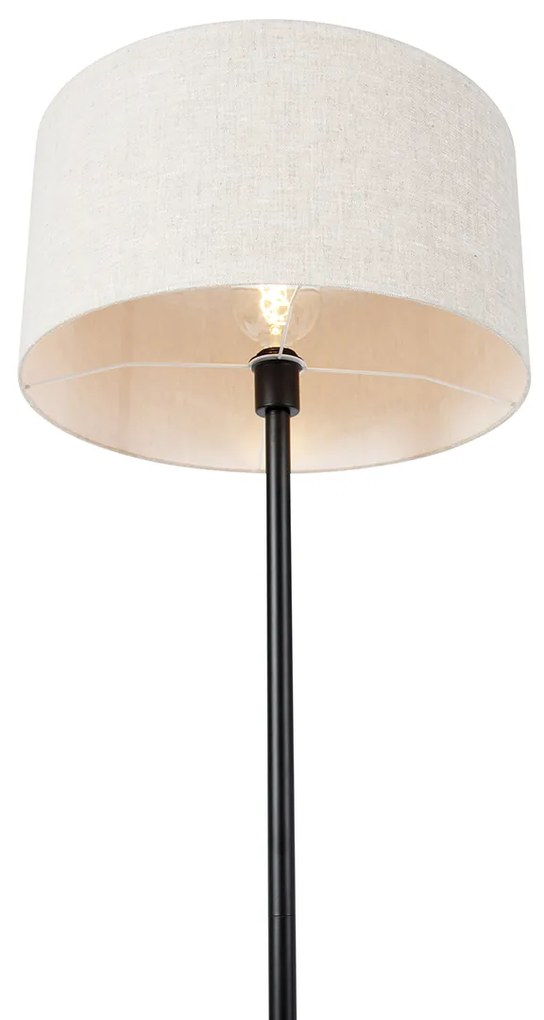 Lampa stojąca czarna z abażurem w kolorze jasnoszarym 50 cm - Simplo Nowoczesny Oswietlenie wewnetrzne