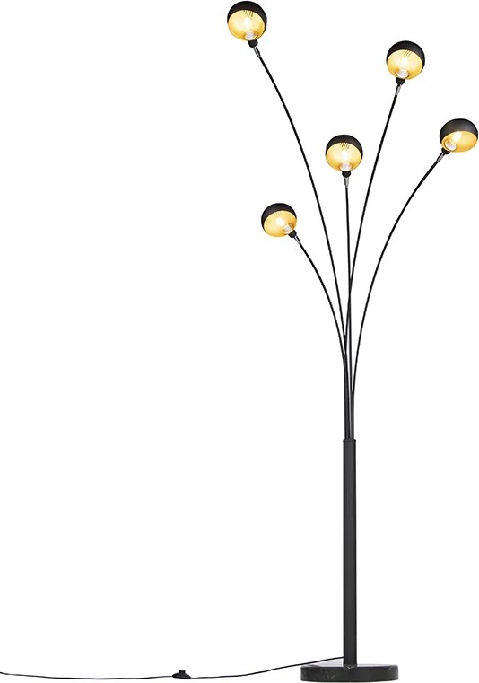 Designerska lampa podłogowa czarna 5-światłowa - Sixties Marmo