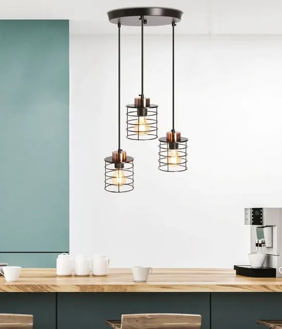 Czarna wisząca lampa druciana do salonu - K103 T0-L86