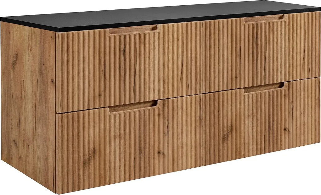 Szafka łazienkowa, dąb Craft / czarny, 160 (2 x 80) x 58,6 x 46 cm