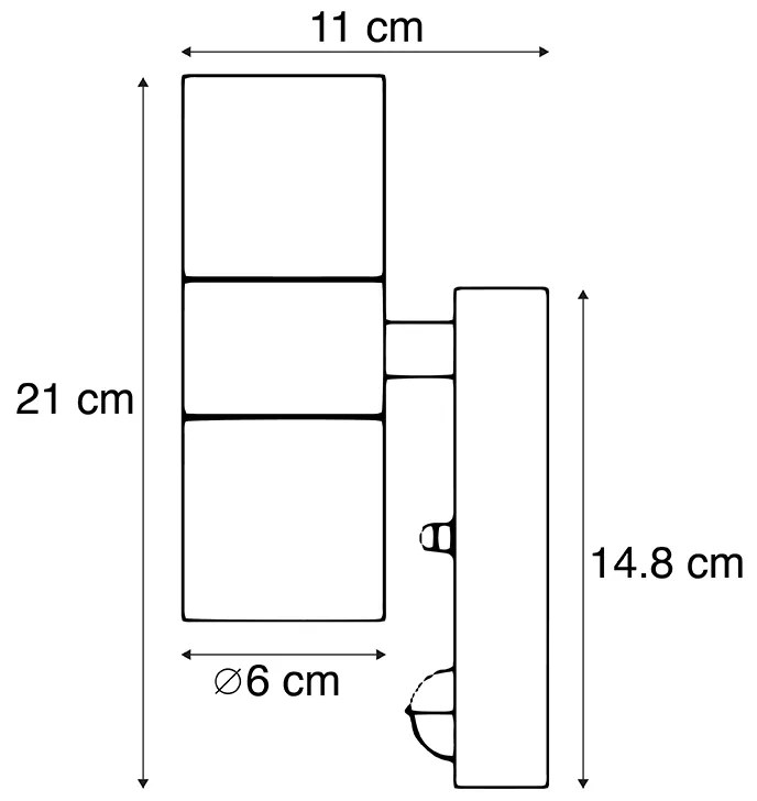 Zewnetrzna Kinkiet / Lampa scienna zewnętrzny stal 2-punktowy IP44 z czujnikiem ruchu - Duo Nowoczesny Oswietlenie zewnetrzne
