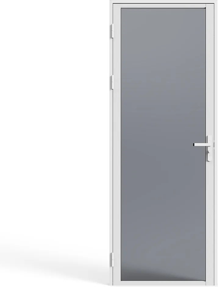 Drzwi z ościeżnicą odwracalne z Aluminium i Szkła hartowanego Przydymionego - wys. 204 x szer. 73 cm - Biały LOXTON