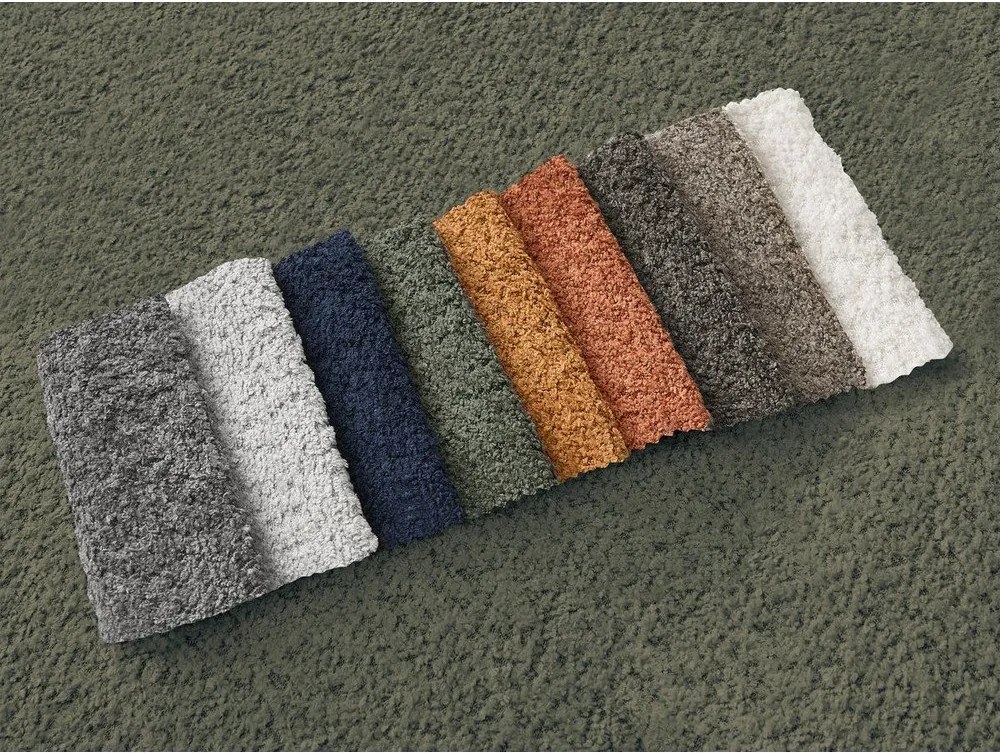 Zielony narożnik z materiału bouclé (lewostronny/z szezlongiem) Azra – Bobochic Paris