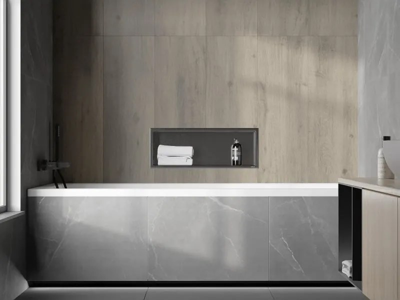 Mexen X-Wall-R półka wnękowa z kołnierzem 60 x 20 cm, gun gray szczotkowany - 19E0602010