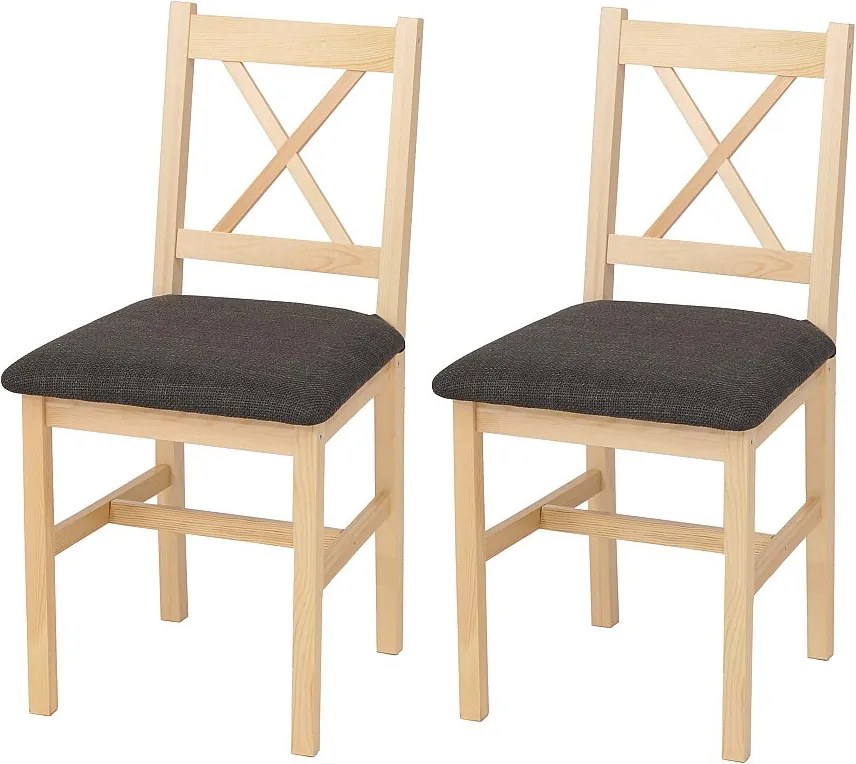 Krzesło do jadalni MCW-F77 (zestaw 2 szt.),  naturalny, tapicerka czarna