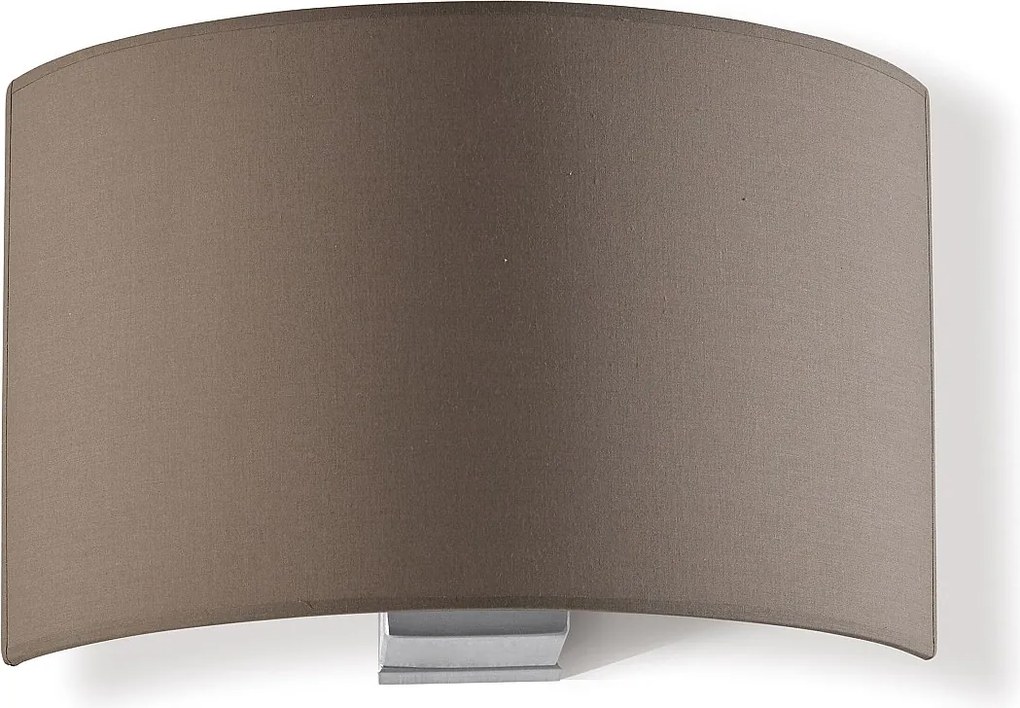 Kinkiet Amsterdam w klasycznym stylu - Wysoko?? 21 cm - wn?trze - stal i satynowany nikiel - br?zowy bawe?niany aba?ur - E27 Ø45 Max. 40W-IP20