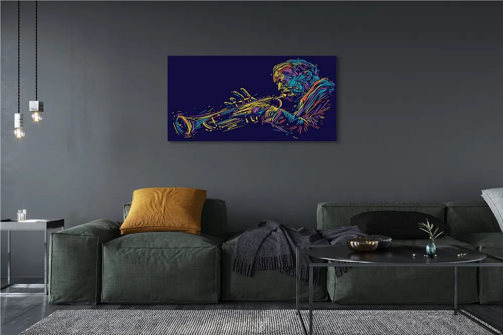 Fotoobraz na płótnie Muzyk I Blask Trąbki