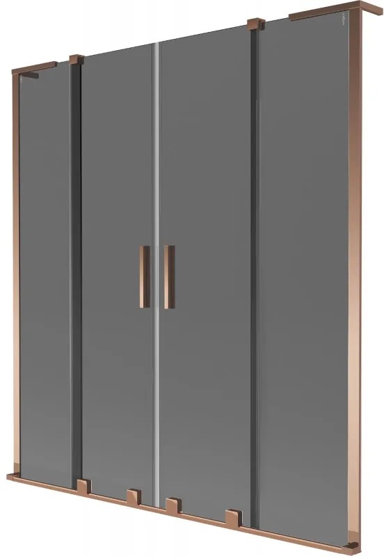 Mexen Velar L Duo parawan nawannowy 2-skrzydłowy rozsuwany 160 x 150 cm, grafit, różowe złoto - 896-160-003-42-60