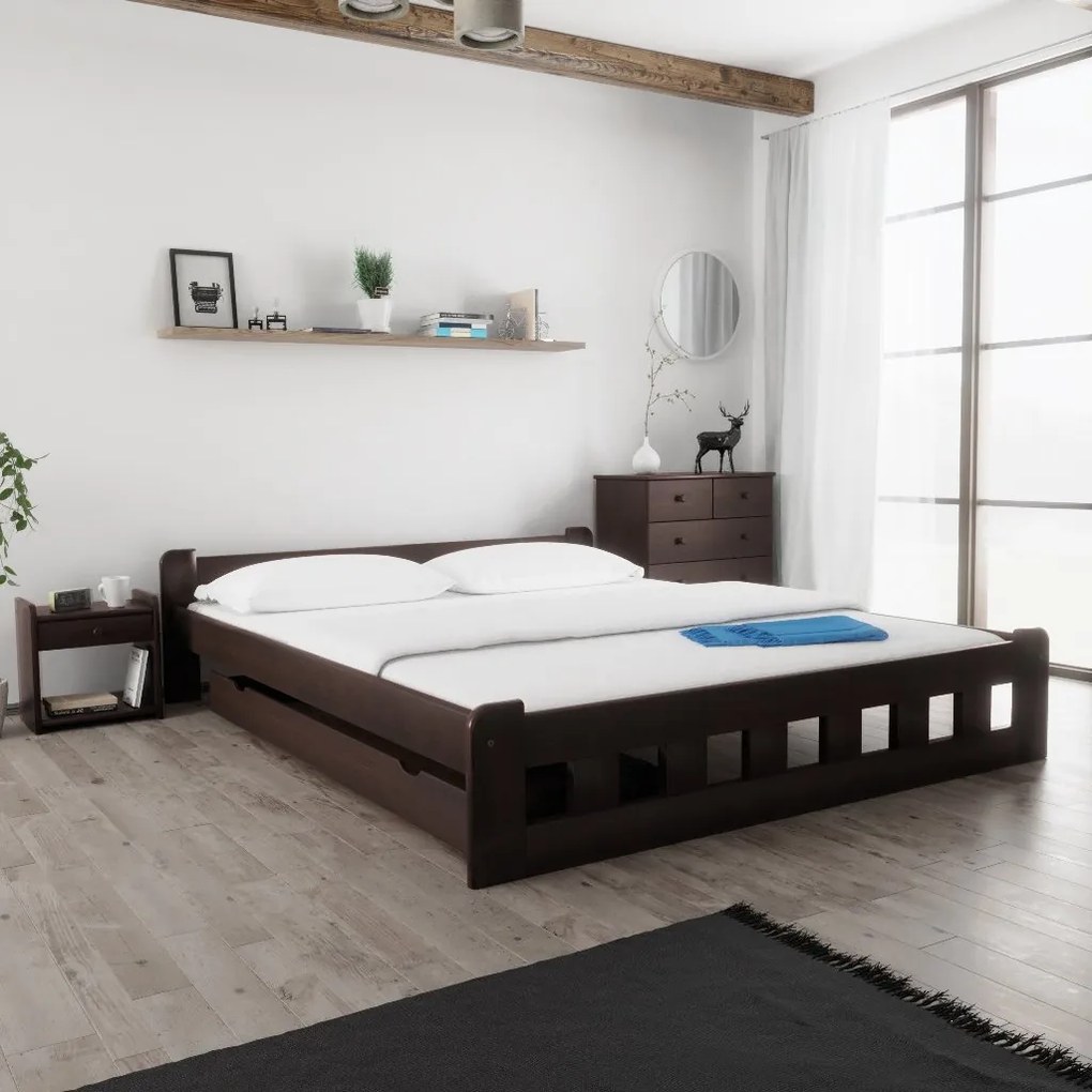 Łóżko Naomi podwyższone 180 x 200 cm, orzech Stelaż: Bez stelaża, Materac: Materac Sommera