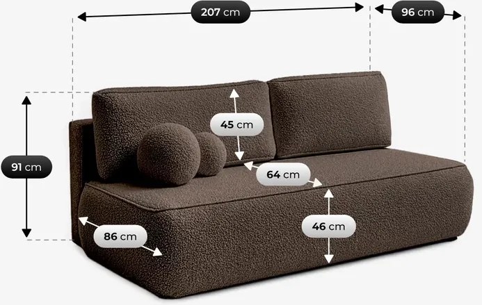 Sofa z Funkcją Spania ARVETO Mocca Boucle Nowoczesna