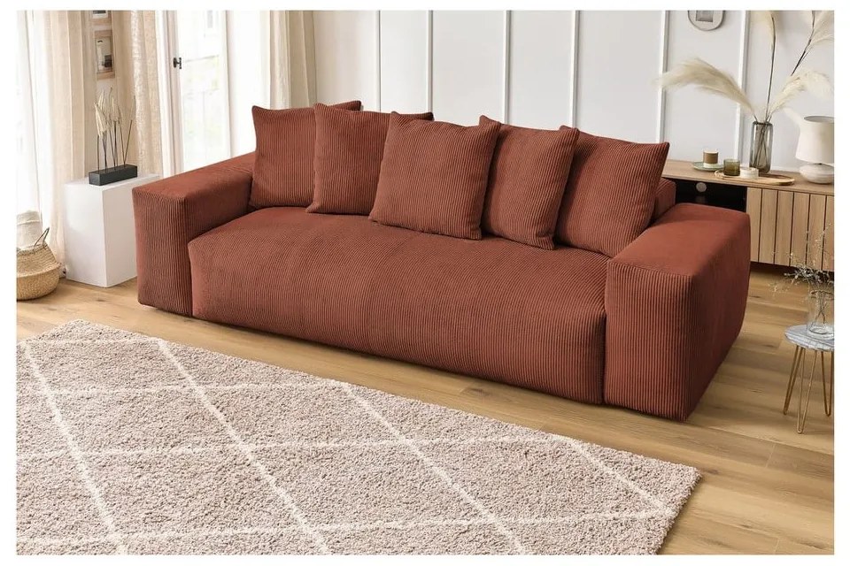 Ceglasta sztruksowa sofa 280 cm Voltaire – Bobochic Paris
